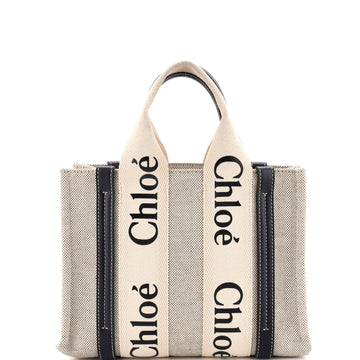 Chloe Woody Tote Canvas with Leather Small