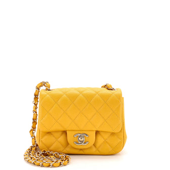 Chanel Square Classic Single Flap Bag Quilted Caviar Mini