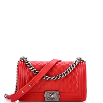 Chanel Boy Flap Bag Quilted Lambskin Old Medium