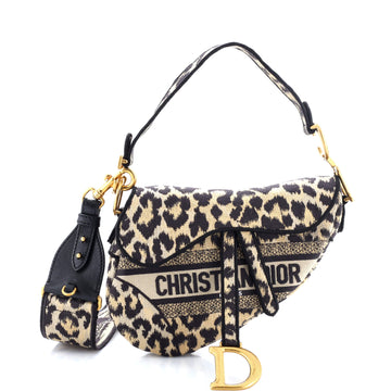 Christian Dior Saddle Handbag Mizza Embroidered Canvas Medium