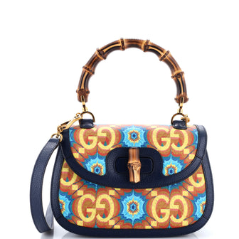 Gucci Bamboo 1947 Top Handle Bag Kaleidoscope Print GG Coated Canvas Medium