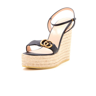 Gucci Women's GG Marmont Wedge Espadrille Sandals Leather