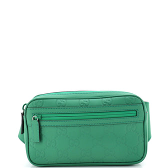 Gucci Front Zip Belt Bag GG Rubber Effect Leather