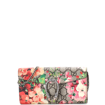 Gucci Dionysus Chain Wallet Blooms Print GG Coated Canvas Long