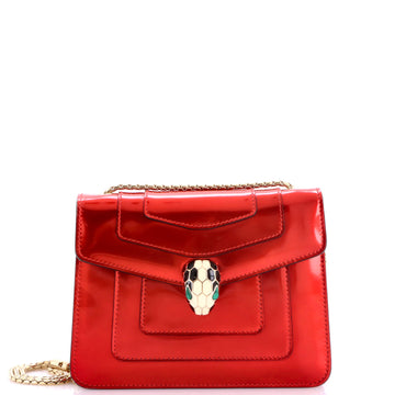 Bvlgari Serpenti Forever Square Shoulder Bag Metallic Leather Small