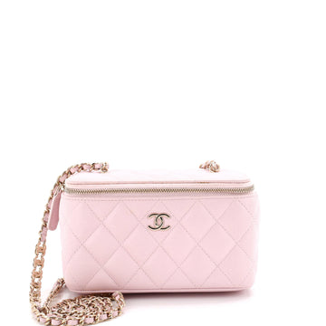 Chanel Tiny CC Link Vanity Case with Chain Quilted Caviar Small