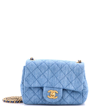 Chanel Pearl Crush Square Flap Bag Quilted Denim Mini