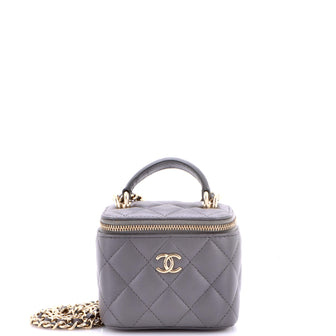 Chanel Classic Top Handle Vanity Case with Chain Quilted Lambskin Mini