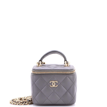 Chanel Classic Top Handle Vanity Case with Chain Quilted Lambskin Mini