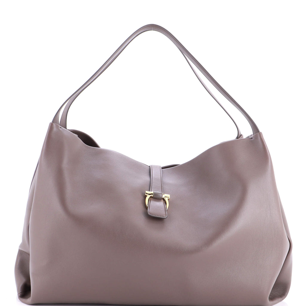 Salvatore Ferragamo Mia Tote Leather XL Gray 4328391