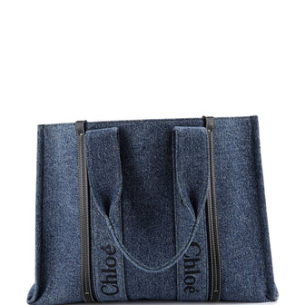 Chloe Woody Tote Canvas with Leather Large