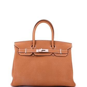 Hermes Birkin Handbag Brown Togo with Palladium Hardware 30
