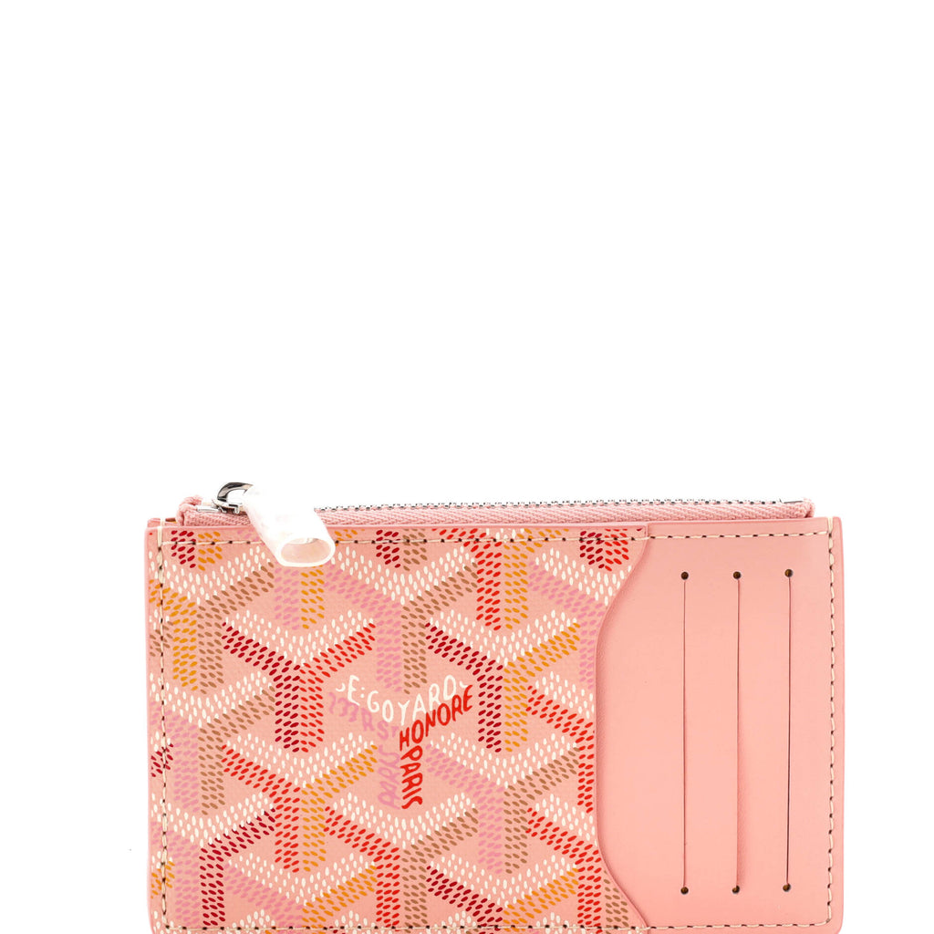 Goyard Bourbon Zipped Card Holder Coated Canvas Pink 432883188