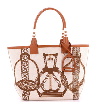Hermes Sac Steeple Tote Printed Toile with Leather 28