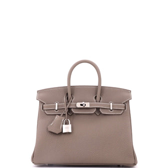 Hermes Birkin Handbag Grey Togo with Palladium Hardware 25