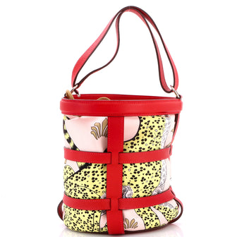 Hermes Musardine Bucket Bag Printed Silk with Leather