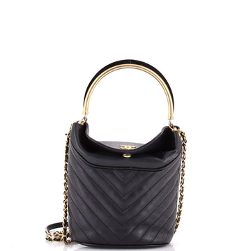 Chanel Handle with Chic Bucket Bag Chevron Lambskin