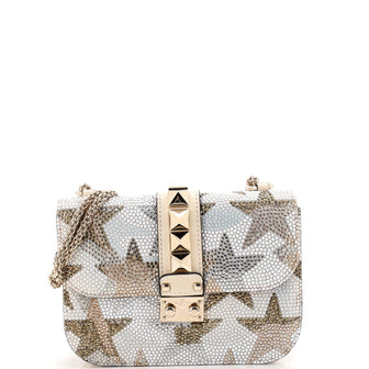 Valentino Garavani Glam Lock Shoulder Bag Embellished Leather Small