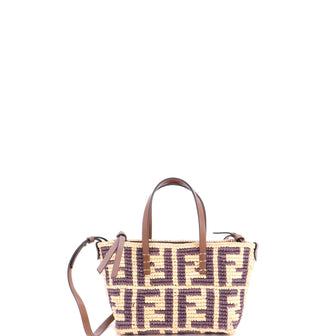 Fendi Roll Tote FF Raffia with Leather Mini