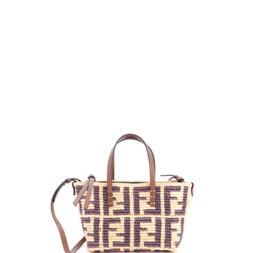 Fendi Roll Tote FF Raffia with Leather Mini