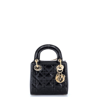 Christian Dior Lady Dior Chain Bag Cannage Quilt Patent Mini