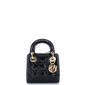 Christian Dior Lady Dior Chain Bag Cannage Quilt Patent Mini