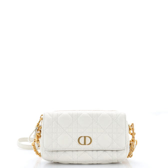 Christian Dior Caro Flap Double Pouch Crossbody Bag Cannage Quilt Calfskin