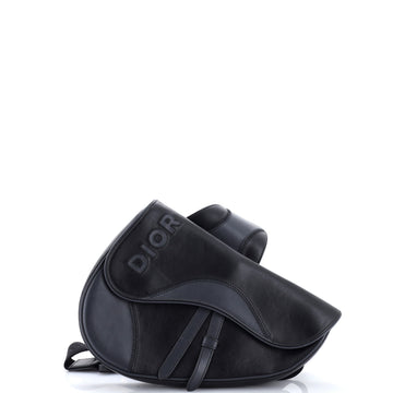 Christian Dior Saddle Crossbody Bag Leather with Logo Applique