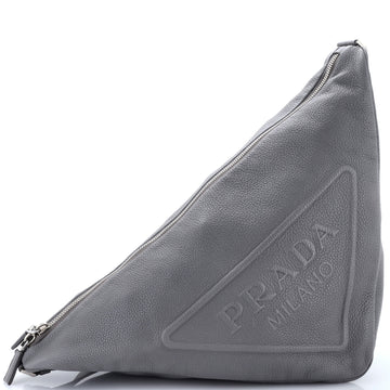 Prada Triangle Logo Zip Messenger Leather Large