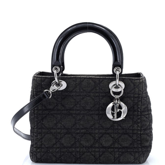 Christian Dior Vintage Lady Dior Bag Cannage Quilt Denim Medium
