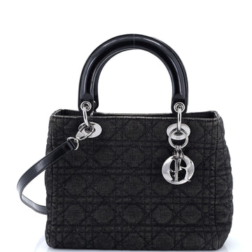Christian Dior Vintage Lady Dior Bag Cannage Quilt Denim Medium