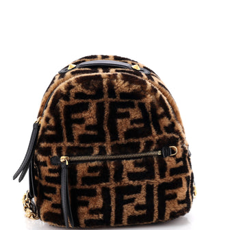 Fendi Zip Backpack Zucca Shearling Mini