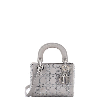 Christian Dior Lady Dior Bag Crystal Embellished Cannage Quilt Satin Mini