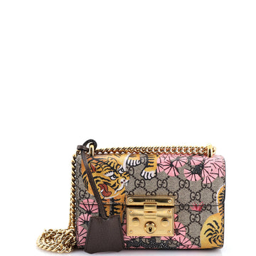 Gucci Padlock Shoulder Bag Bengal Print GG Coated Canvas Small