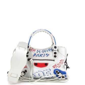 Balenciaga City Graffiti Classic Studs Bag Leather Mini