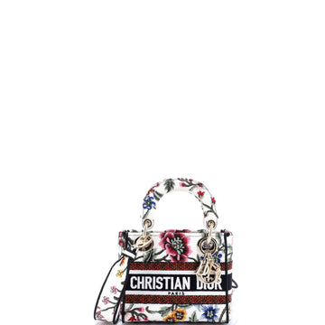 Christian Dior Lady D-Lite Bag Embroidered Canvas Mini