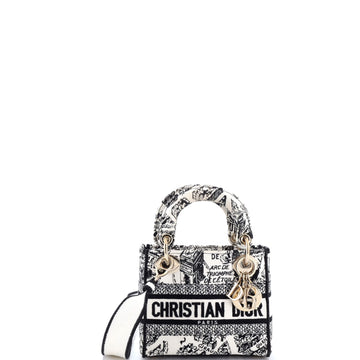 Christian Dior Lady D-Lite Bag Embroidered Canvas Mini
