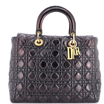 Christian Dior Supple Lady Dior Bag Cannage Crinkled Patent Large