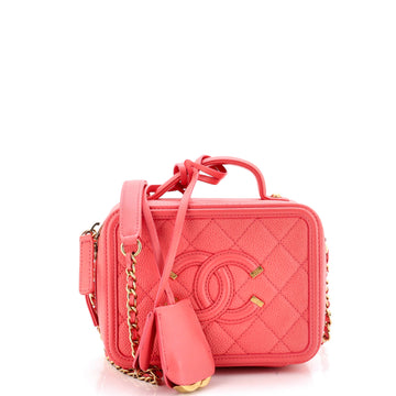 Chanel Filigree Vanity Case Quilted Caviar Small