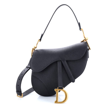 Christian Dior Saddle Handbag with Strap Leather Medium
