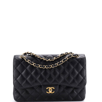 Chanel Classic Double Flap Bag Quilted Caviar Jumbo