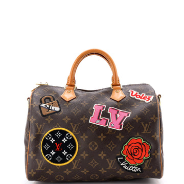 Louis Vuitton Speedy Bandouliere Bag Limited Edition Patches Monogram Canvas 30
