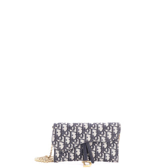Christian Dior Saddle Chain Clutch Oblique Canvas