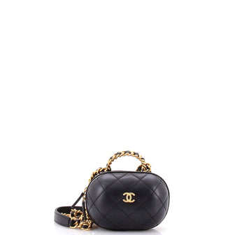 Chanel CC Bubble Top Handle Vanity Case with Chain Quilted Lambskin Mini