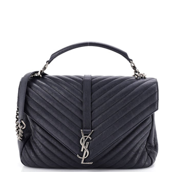 Saint Laurent Classic Monogram College Bag Matelasse Chevron Leather Large