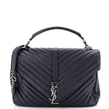 Saint Laurent Classic Monogram College Bag Matelasse Chevron Leather Large