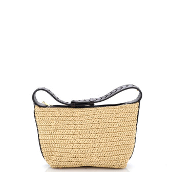 Bottega Veneta Wallace Shoulder Bag Woven Raffia with Leather Mini