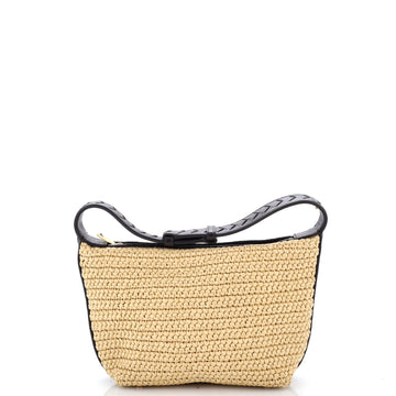 Bottega Veneta Wallace Shoulder Bag Woven Raffia with Leather Mini
