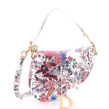 Christian Dior Saddle Handbag with Strap Printed Leather Medium