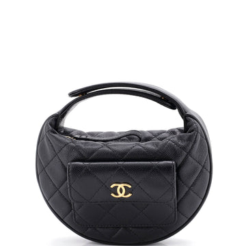 Chanel Polly Pocket Pouch Hobo Quilted Caviar Mini